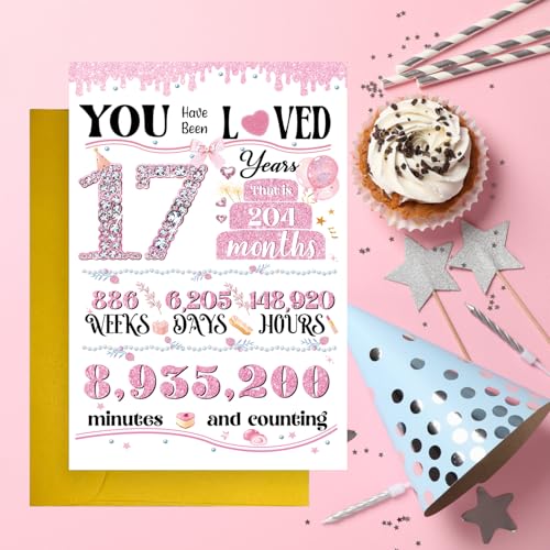 Cute 17th Birthday Card for Girls - Sweet Gift for Besties