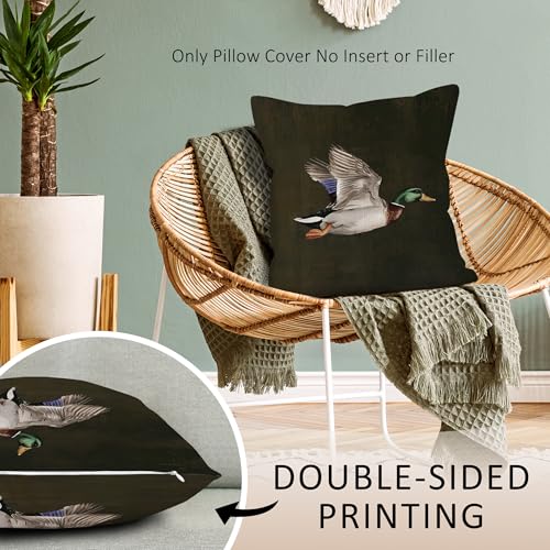 Farmhouse Vintage Mallard Throw Pillow Cover - 18x18 Inch