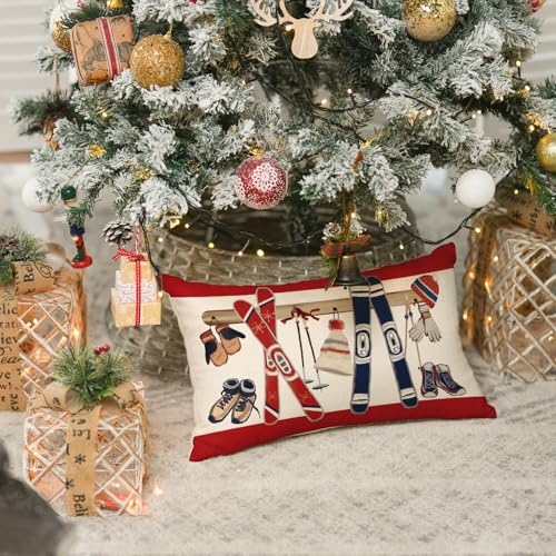 AVOIN Colorlife Winter Ice Skates Pillow Cover - 12x20 Inch