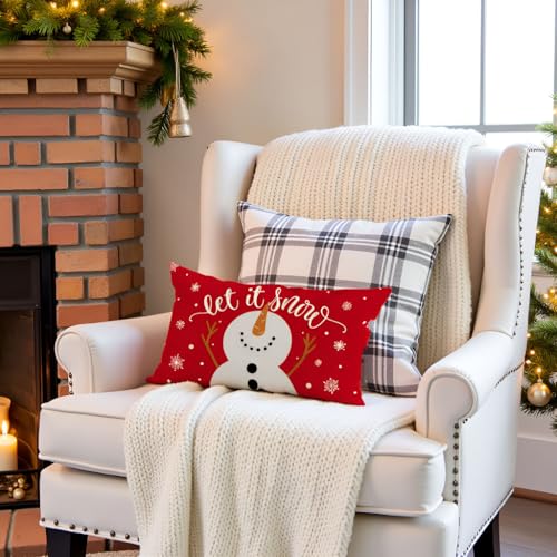 PANDICORN Christmas Pillow Cover 12x20 | Let It Snow Snowman