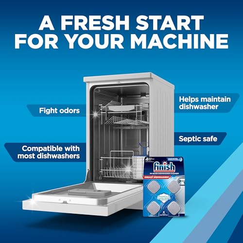 Finish Dishwasher Cleaner Tablets, 4 Count - Deep Clean & Freshen