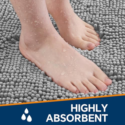 Plush Chenille Non-Slip Bathroom Rug 17"x24" - Absorbent & Soft