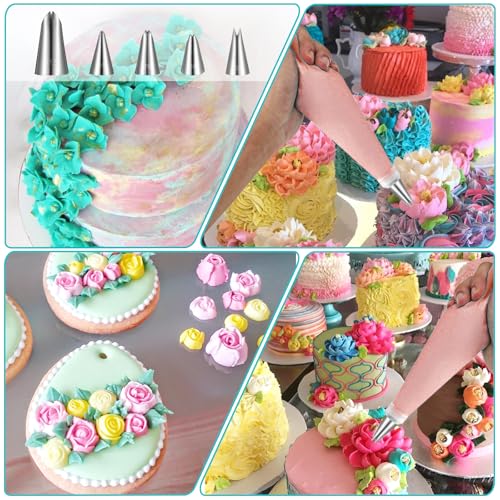 5-Piece Stainless Steel Leaf Piping Tips Set for Cake Decorating
