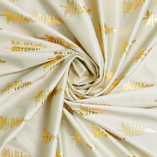 Horaldaily Beige Christmas Tree Sequin Tablecloth 60x140 Inch Rectangular