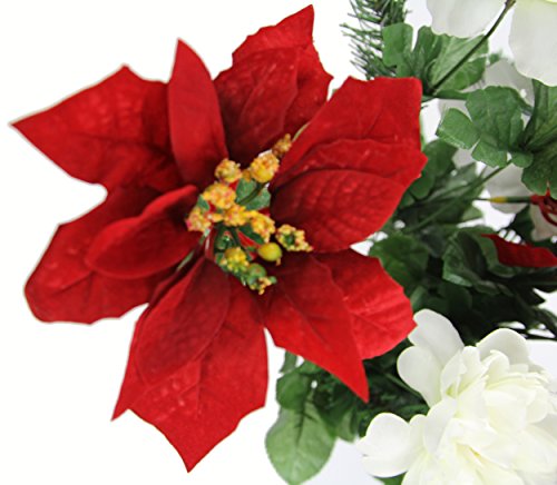 Artificial Poinsettia Flower Bouquet Set of 2 for Christmas Decor