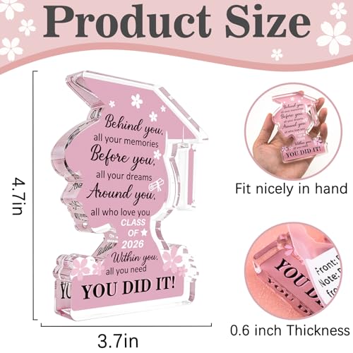 YINSSA 2026 Graduation Acrylic Plaque - Personalized Inspirational Gift for Her & Him