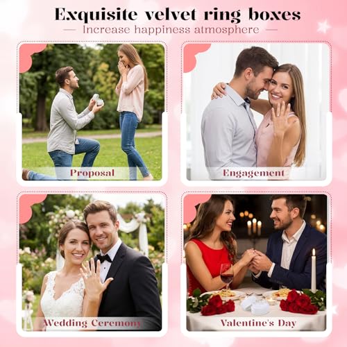 Velvet 3-Slot Ring Box - Oval Wedding Engagement Holder in Beige