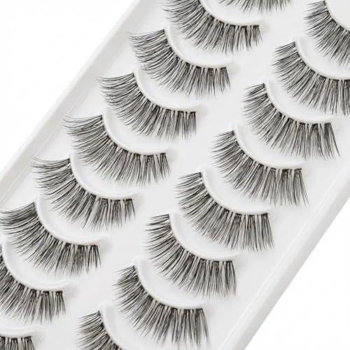 LZM 14mm Wispy False Lashes Soft Long Eyelashes for Beginners with Glue