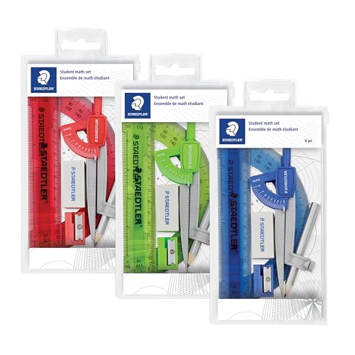 STAEDTLER 6-Piece Student Math Geometry Set with Zippered Pouch