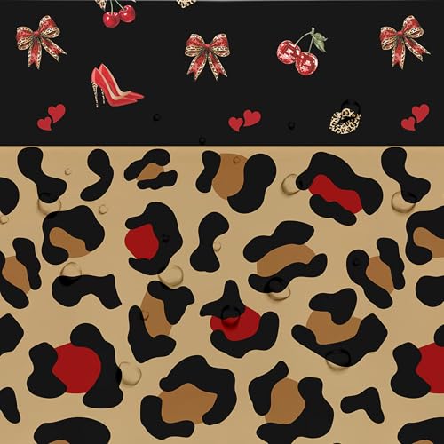 Cheetah Cherry Birthday Tablecloth - 3 Disposable Covers, 86x55in