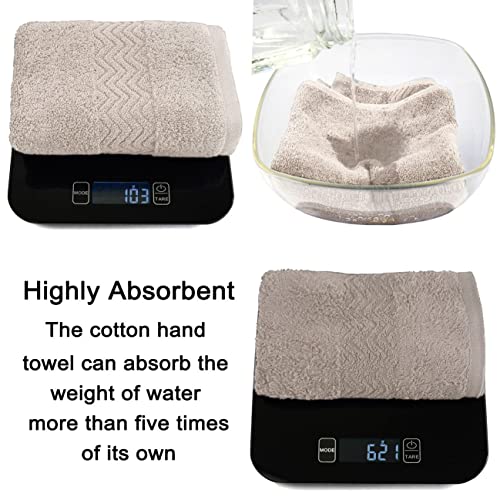 Cleanbear 100% Cotton Hand Towels - Ultra Soft & Absorbent, Khaki, Set of 2