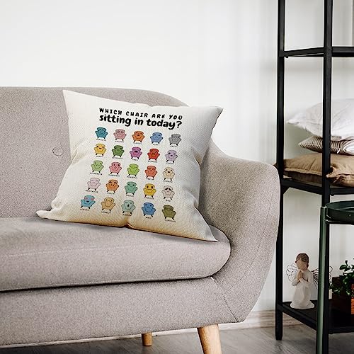 Feelings Mental Health Throw Pillow Cover 18x18, Color-4 Linen Sofa Decor