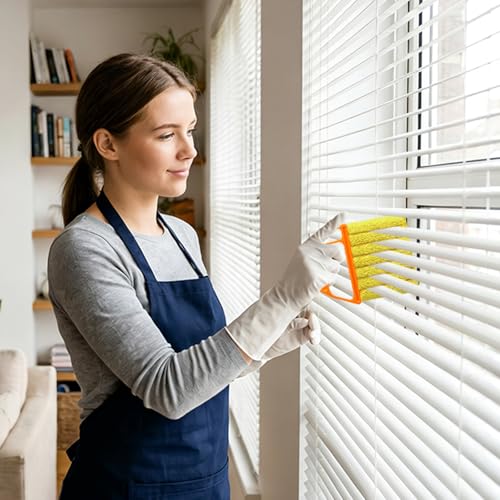 3-Piece Window Blind Cleaner Duster Tool - Washable 7-Finger Orange