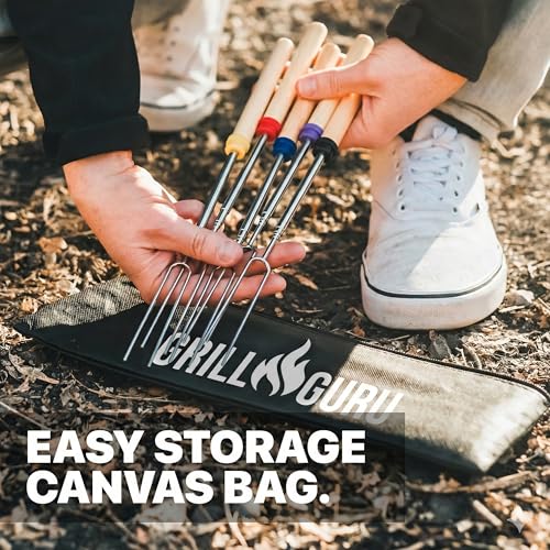 Grill Guru 5-Pack Long Stainless Steel S'mores & Hot Dog Roasting Forks - Camping & Fire Pit Accessories