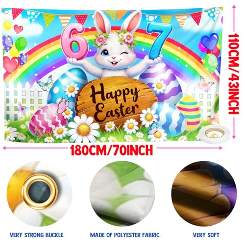 Happy Easter Bunny Backdrop Banner - 72x44in Spring Party Decor