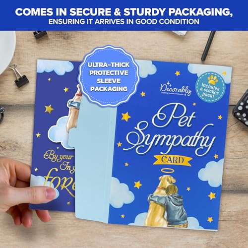 Gold Foil Dog Sympathy Card - 5x8in with Envelope & Stickers
