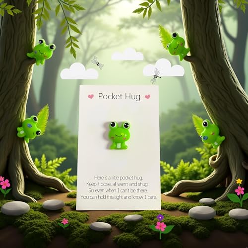 Pocket Hug Frog Token Set 2Pcs with Greeting Cards Encouragement Gifts