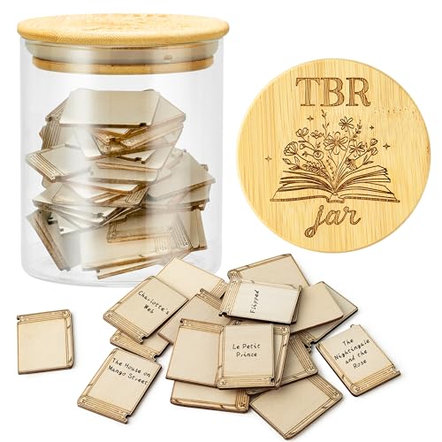 Book Lover Gift Set TBR Jar with 50 Wooden Tokens - Reading Accessories