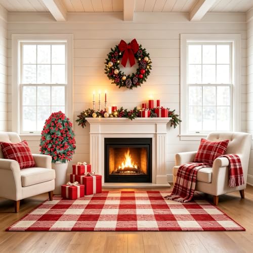 28-Inch Artificial Christmas Berry Plant in Pot - Red Holly Decor, Rustic Winter Holiday Indoor Outdoor