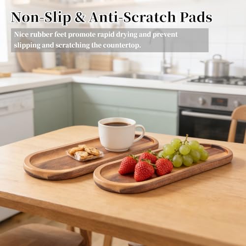 MZROO Acacia Wood Bathroom Tray - 13.7" Countertop Organizer Caddy