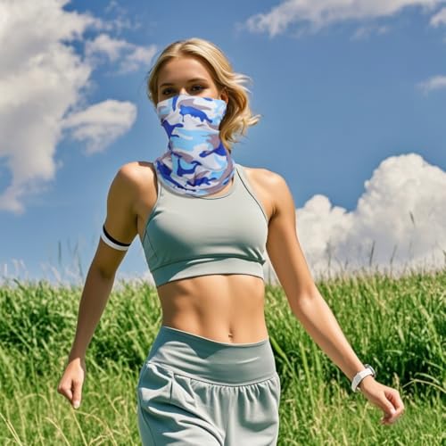 8 Pack Neck Gaiter Balaclava Gator Bandana Face Mask Cooling UV Protection Face Cover Neck Scarf for Men Women