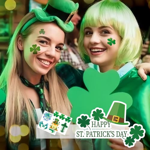 VERKSTAD 24 Sheets St. Patrick's Day Glitter Shamrock Temporary Tattoos