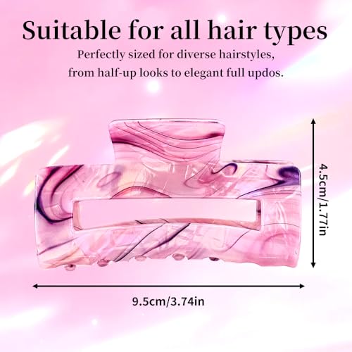 Exacoo Iridescent Marble Large Hair Claw Clips, 4.1 Inch Non-Slip