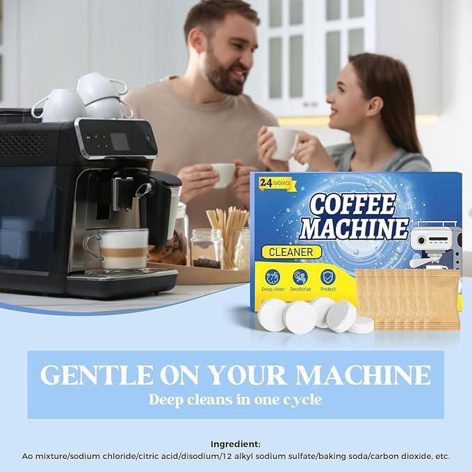 Pakimi 24-Pack Coffee Maker Cleaner Descaler Tablets for Espresso Machines