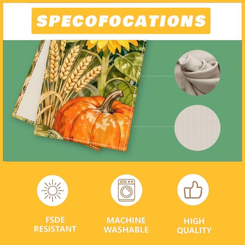 Fall Table Runner 13x72 Inches, Thanksgiving Autumn Pumpkin Decorations for Kitchen Dining Room