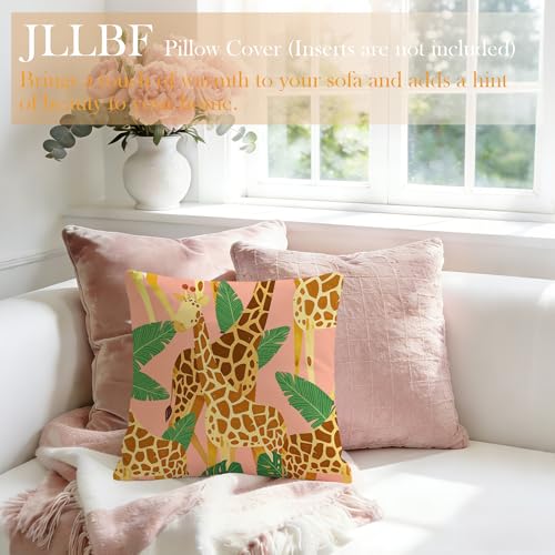 Giraffe Pillow Cover 18x18 Double-Sided Flannel for Kids Room