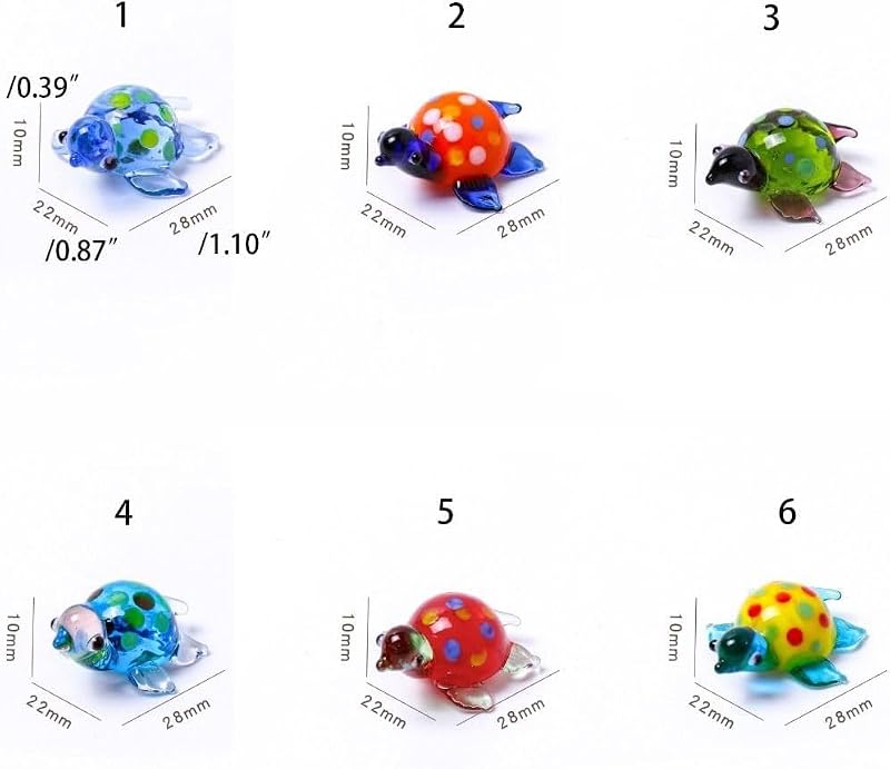 Hand Blown Glass Turtle Figurine - Miniature Tortoise Statue for Home Decor