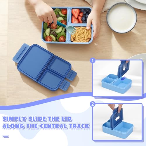 WyfKyd 2 Pack Blue Snack Box Container Set - Leak-Proof Bento Lunch Box for Kids & Adults