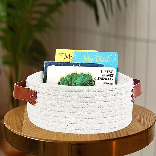 ABenkle Mini Cotton Rope Storage Basket - White Decorative Organizer