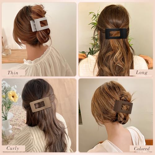 Flat Hair Claw Clips 8 Pcs Medium French Barrettes Non-Slip