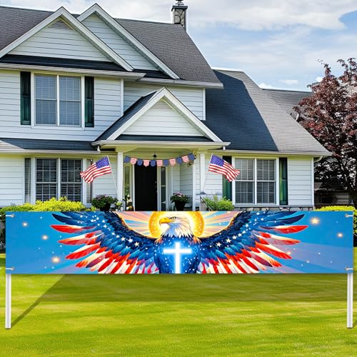 Patriotic Eagle Cross Banner - 118 x 20 Inch for Independence Day