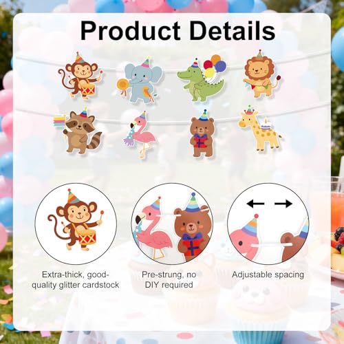 Animal Parade Birthday Banner - Pre-Threaded Hanging Decor