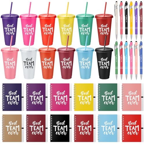 Team Employee Appreciation Gifts Set - Reusable Cups Notebooks Pens - Bulk 36 Pcs
