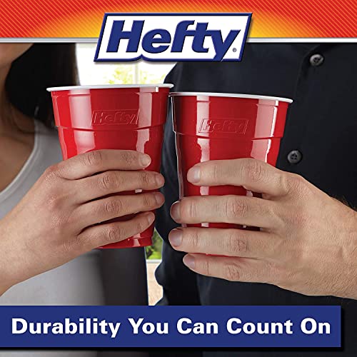 Hefty Easy Grip Disposable Plastic Party Cups, Red, 18 oz, 150 Count