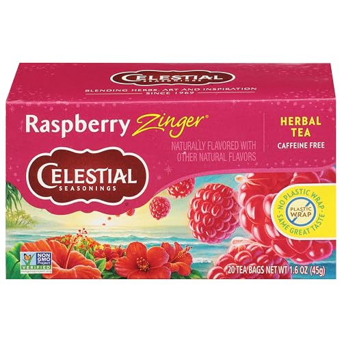 Celestial Seasonings Raspberry Zinger Herbal Tea - Caffeine Free, 20 Bags