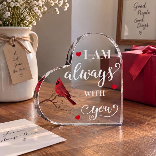 Crystal Glass Cardinal Memorial Gift for Sympathy 5.95 x 6 Inches - Red Bird Keepsake