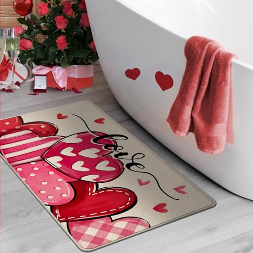 Valentine's Day Love Heart Decorative Door Mat 1'5" x 2'5" - Pink