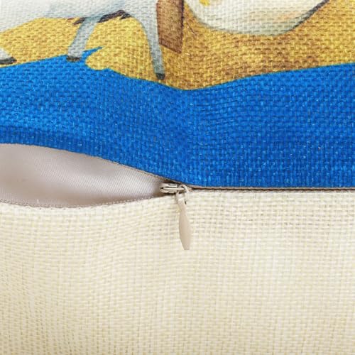 Bonhause Blue Christmas Throw Pillow Covers 18x18 Inch Nativity Scene Holiday Decor - Blue-1