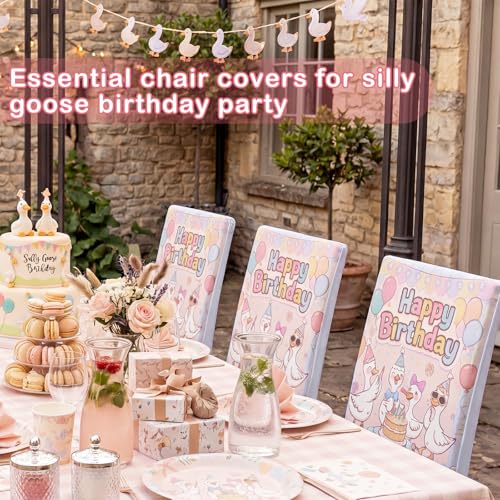 Silly Goose Birthday Chair Covers - 2 Pack, 19" x 23" Reusable Decor for Classroom Parties
