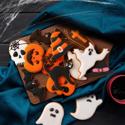 Halloween Cookie Cutter Set - 9 Stainless Steel Shapes Pumpkin Ghost Bat Witch Skull