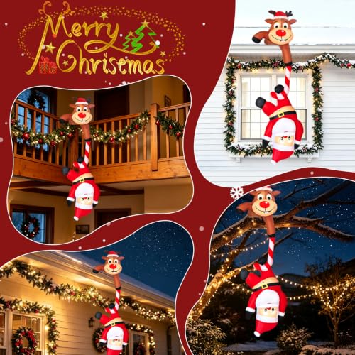 7.2ft Inflatable Christmas Santa Claus with Reindeer & LED Lights - Indoor Outdoor Holiday Decor