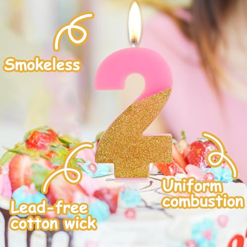 Pink Glitter 16th Birthday Candles - Number 16 Cake Topper