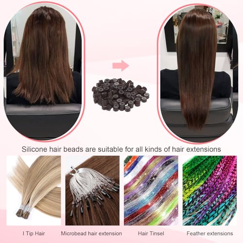 Blonde Silicone Lined Micro Link Beads 5mm Hair Extensions 500pcs
