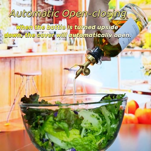 TERESRY Stainless Steel Oil Dispenser Spout - Auto-Open Pourer, 2 Pack Golden
