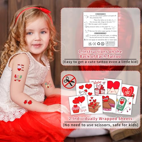 Valentine's Day Temporary Tattoos for Kids - 408 Pcs Party Favors