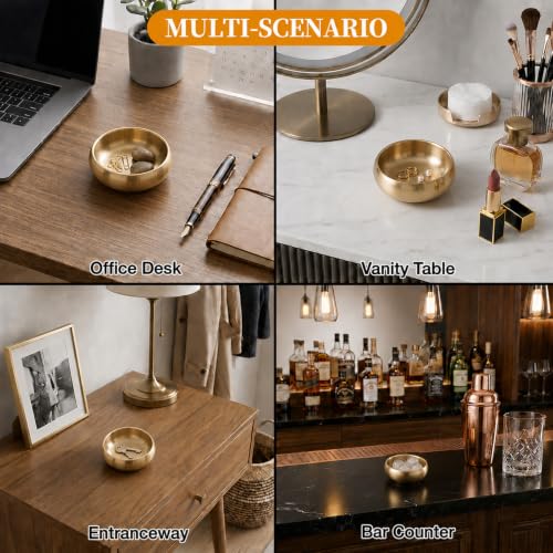 4-Inch Gold Decorative Bowl - Stainless Steel Key & Jewelry Organizer